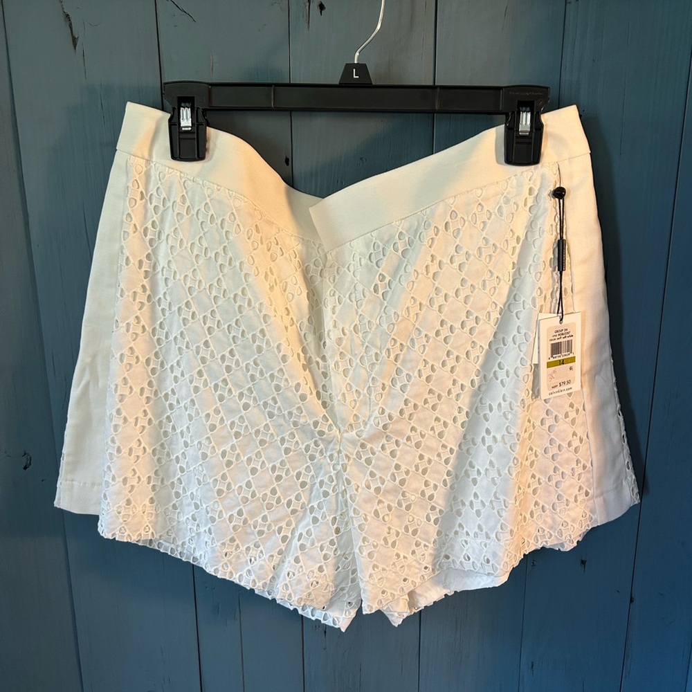 NWT Calvin Klein Soft White Eyelet Women's Shorts | Size 14